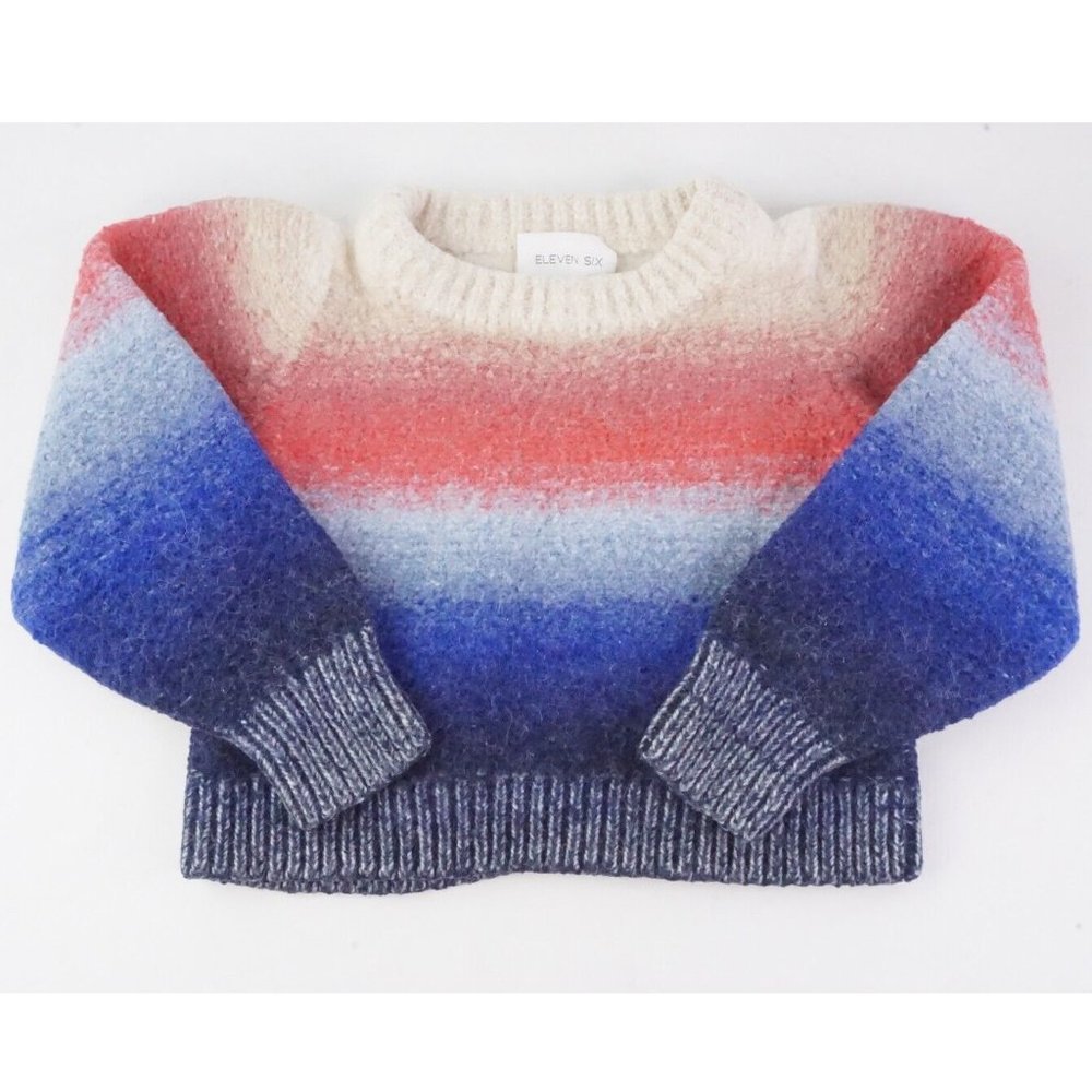 Eleven Six Alpaca/ Wool Blend Sweater Size Medium Red/White/Blue Ombre